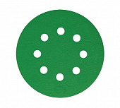 Шлифовальный круг L312TV Р60 125мм на липучке, 8 отв, зелёный 